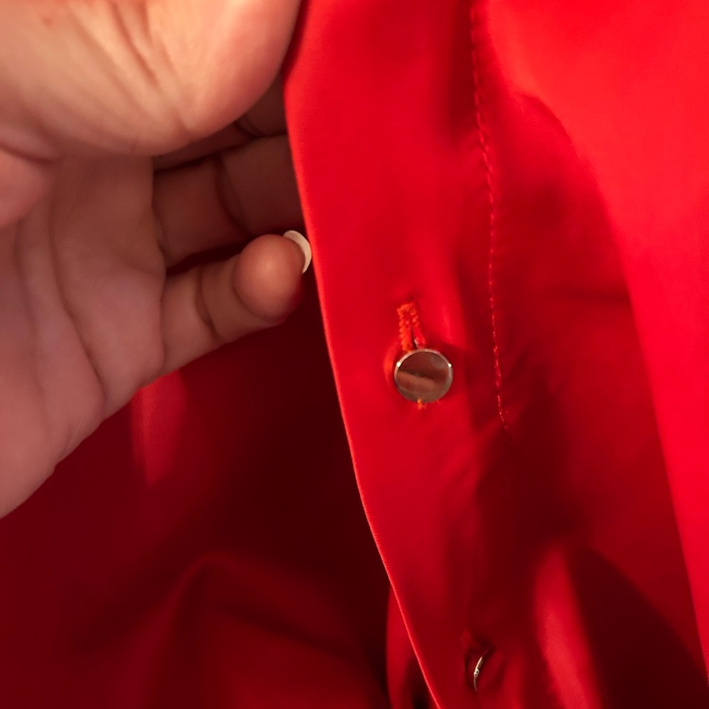 Mistress Rocks Red Satin Tie-Front Blouse - Picture 3 of 4